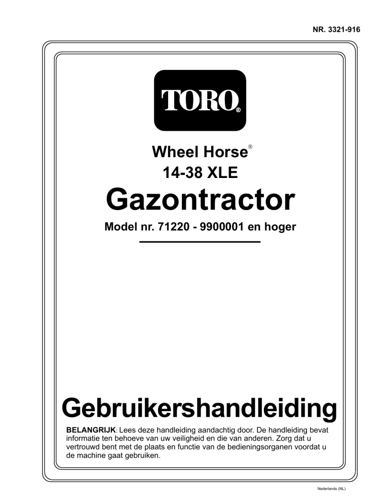 Toro 14-38XL Lawn Tractor User manual Toro 14-38XL Lawn Tractor User manual