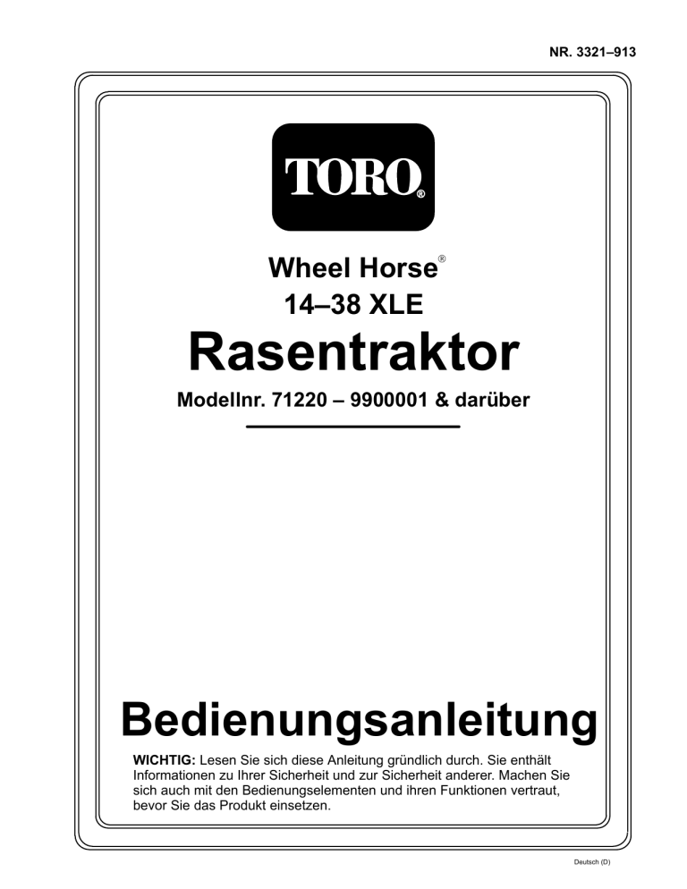 Toro 14-38XL Lawn Tractor User manual Toro 14-38XL Lawn Tractor User manual