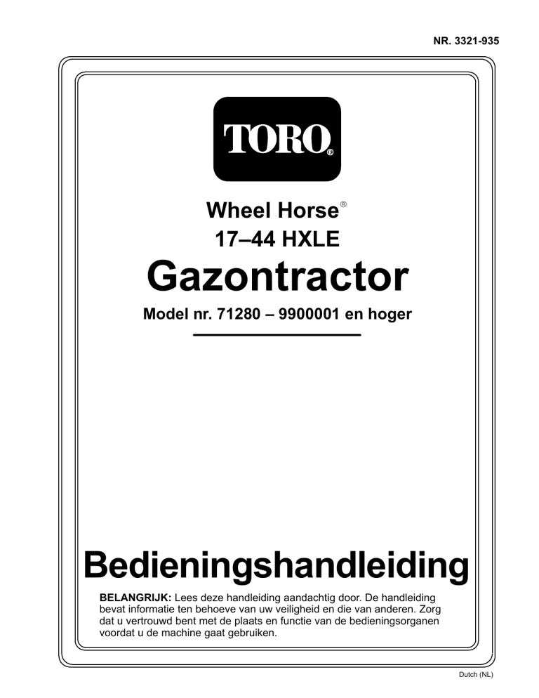 Toro 17-44HXLE Lawn Tractor User manual Toro 17-44HXLE Lawn Tractor User manual