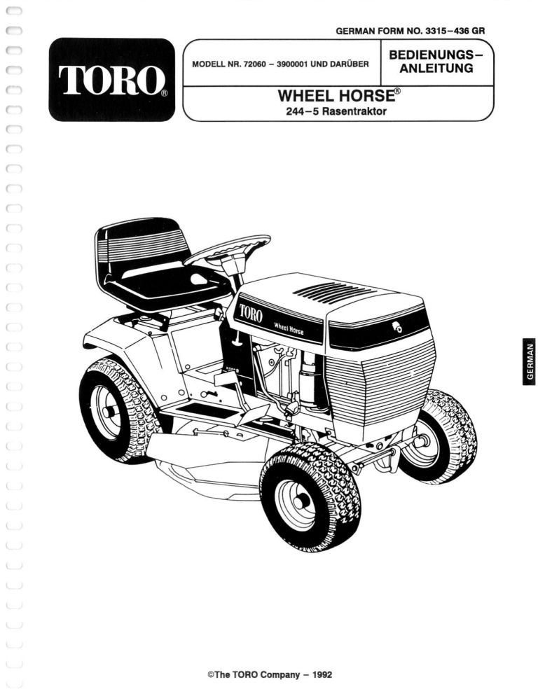 Toro 244-5 Yard Tractor User manual Toro 244-5 Yard Tractor User manual