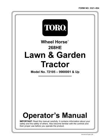 Toro 268-H Lawn and Garden Tractor User manual Toro 268-H Lawn and Garden Tractor User manual