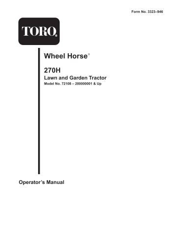 Toro 270-H Lawn and Garden Tractor User manual Toro 270-H Lawn and Garden Tractor User manual