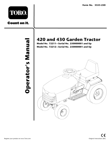 Toro 430 Garden Tractor, 420 Garden Tractor User manual Toro 430 Garden Tractor, 420 Garden Tractor User manual