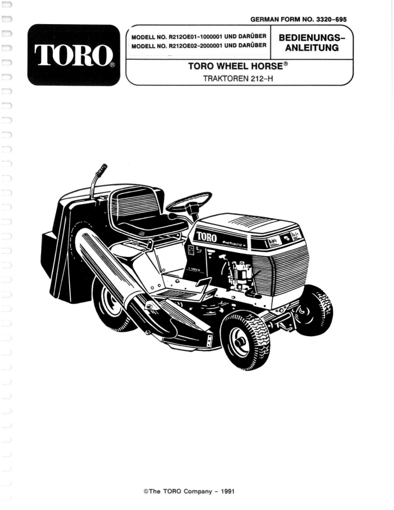Toro 212-H Tractor User manual Toro 212-H Tractor User manual