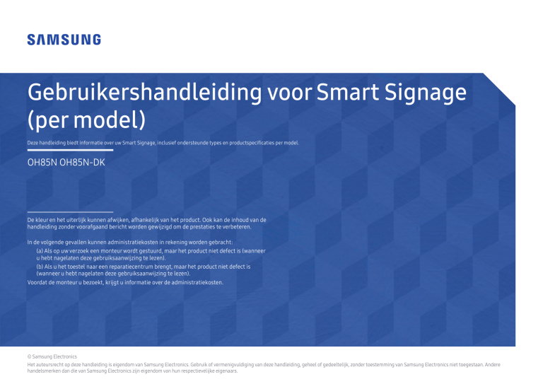 Samsung OH85N, OH85N-S, OH85N-DK User manual Samsung OH85N, OH85N-S, OH85N-DK User manual