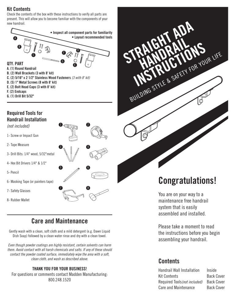 EZ Handrail EZA8KIT-HB, EZA6KIT-BZ, EZA6KIT-HB, EZA4KIT-HB, EZA8KIT-CV, EZA4KIT-W, EZA3KIT-BZ, EZA8KIT-BZ, EZA4KIT-SV, EZA6KIT-W Installation guide EZ Handrail EZA8KIT-HB, EZA6KIT-BZ, EZA6KIT-HB, EZA4KIT-HB, EZA8KIT-CV, EZA4KIT-W, EZA3KIT-BZ, EZA8KIT-BZ, EZA4KIT-SV, EZA6KIT-W Installation guide