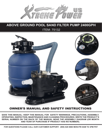 Xtremepowerus Above Ground Hp Pools Sand Filter Pump Owner S