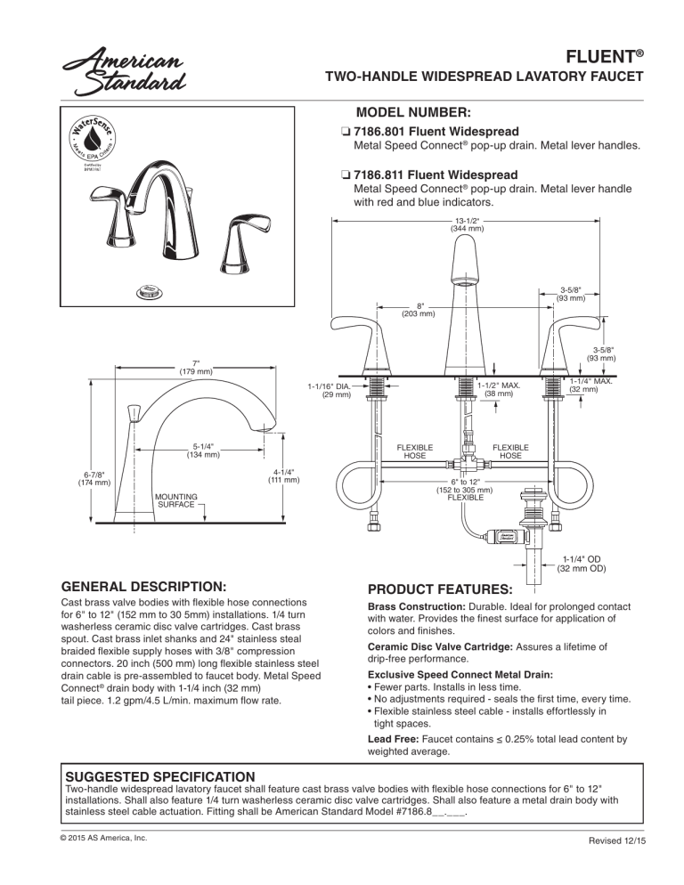American Standard 7186801.002, 7186801.295 Installation guide American Standard 7186801.002, 7186801.295 Installation guide