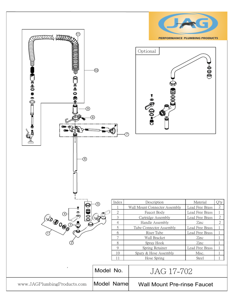 JAG PLUMBING PRODUCTS 17-702 Installation guide JAG PLUMBING PRODUCTS 17-702 Installation guide