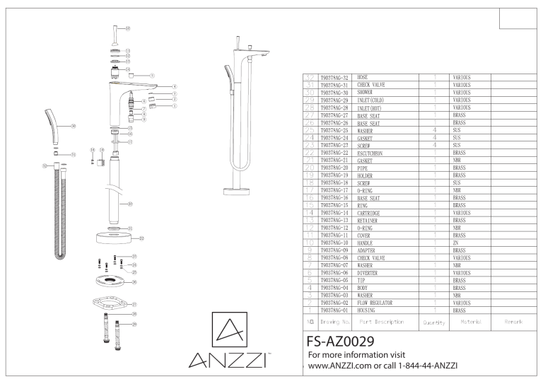ANZZI FT068-0029, FT523BL-0029, FT014-0029, FT506-0029, FT002-0029, FT218-0029, FT009-0029, FT521BL-0029, FT007-0029, FT507-0029 Operating instructions ANZZI FT068-0029, FT523BL-0029, FT014-0029, FT506-0029, FT002-0029, FT218-0029, FT009-0029, FT521BL-0029, FT007-0029, FT507-0029 Operating instructions