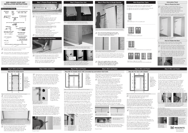 Masonite 883616, 938419, 39608, 938418, 1326754, 740808, 96390, 938420, 06242, 22181 Installation guide Masonite 883616, 938419, 39608, 938418, 1326754, 740808, 96390, 938420, 06242, 22181 Installation guide