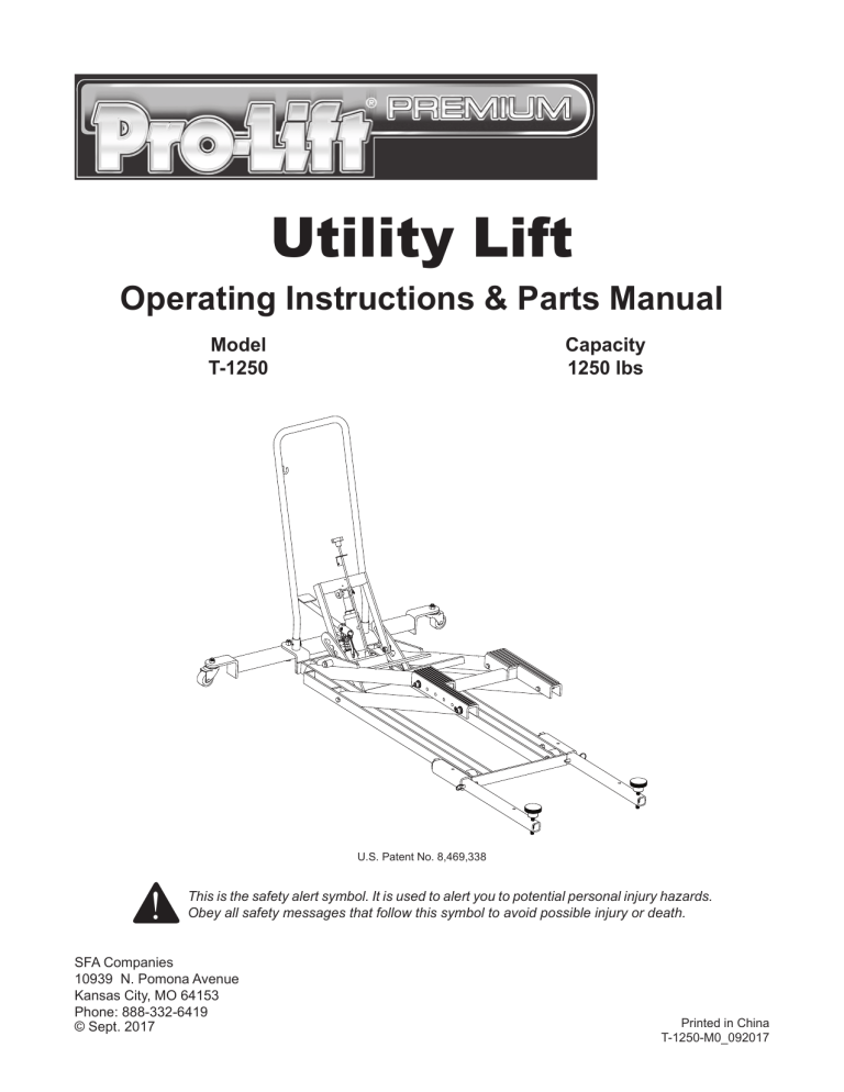 Pro-Lift T-1250 Installation guide Pro-Lift T-1250 Installation guide