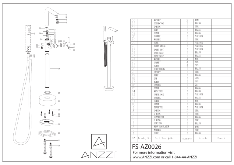 ANZZI FT508-0026, FT501-0026, FT219-0026, FT523RD-0026, FT503-0026, FT012-0026, FS-AZ0026CH, FT520BK-0026, FT523BL-0026, FT006-0026 Installation guide ANZZI FT508-0026, FT501-0026, FT219-0026, FT523RD-0026, FT503-0026, FT012-0026, FS-AZ0026CH, FT520BK-0026, FT523BL-0026, FT006-0026 Installation guide
