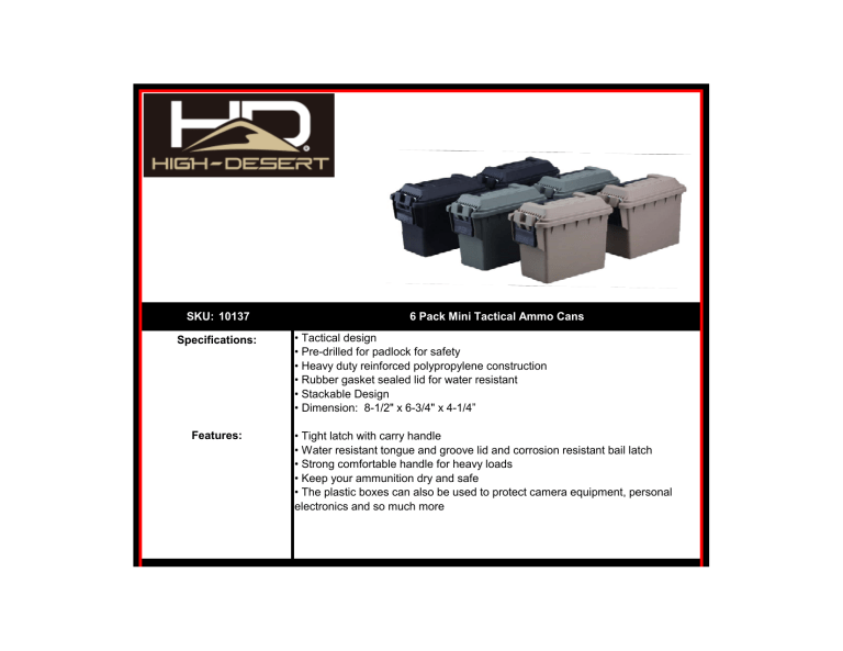 High Desert 10137 Installation guide High Desert 10137 Installation guide