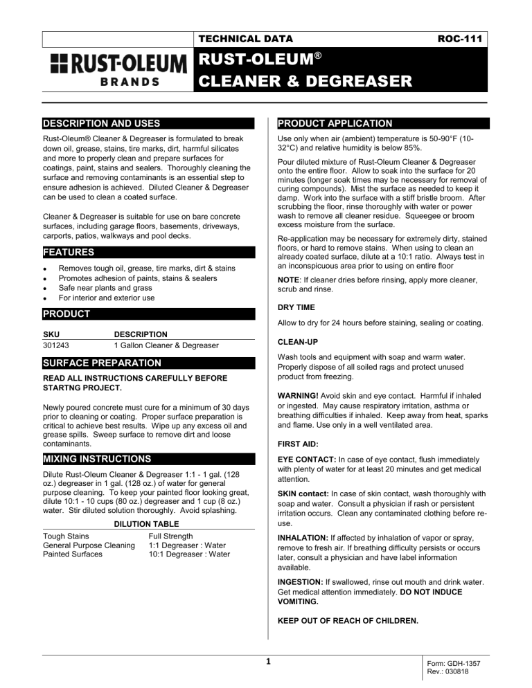 Rust-Oleum 301243 User manual Rust-Oleum 301243 User manual