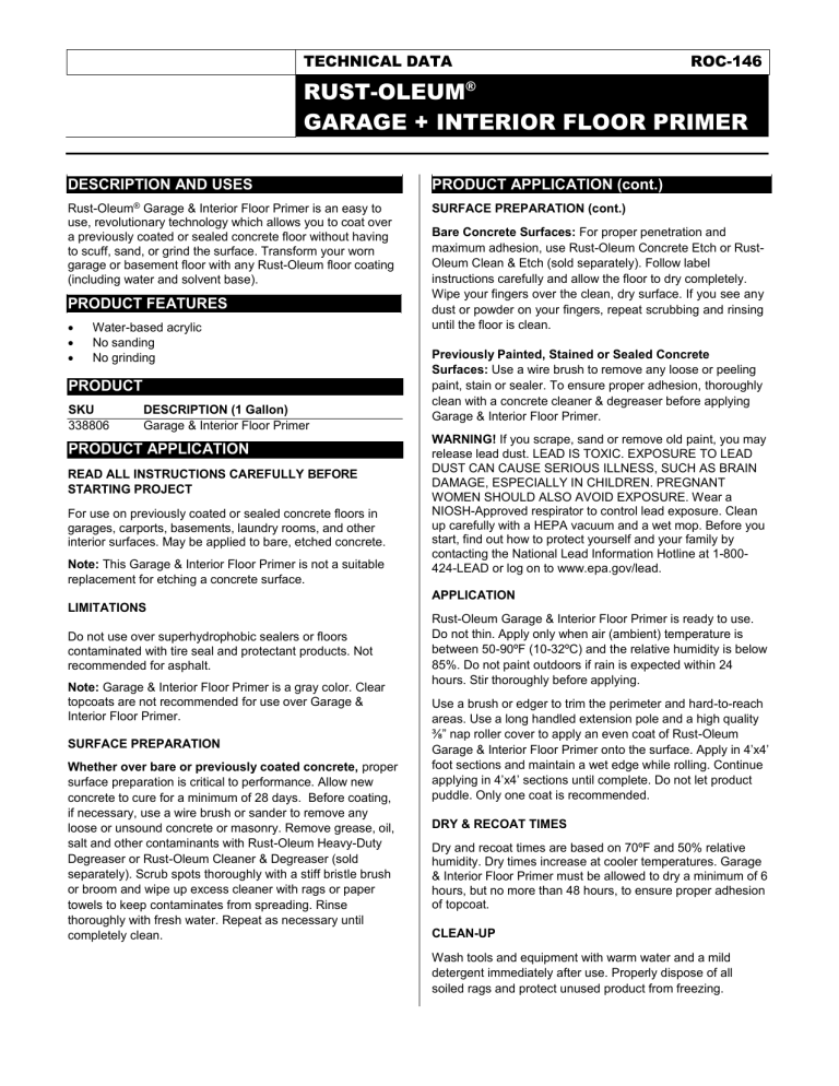 Rust-Oleum 338806 User guide Rust-Oleum 338806 User guide