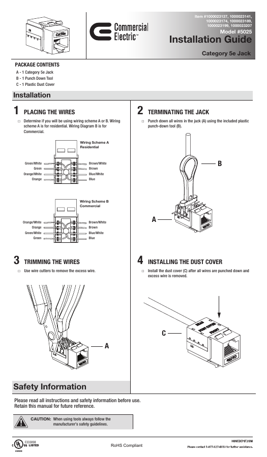 Commercial Electric 5025-WH, 5025-WH-10 Operating instructions Commercial Electric 5025-WH, 5025-WH-10 Operating instructions