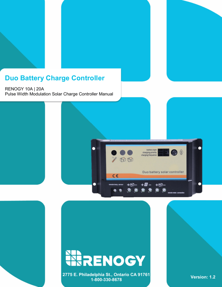 Renogy CTRL-PWM20DB User manual Renogy CTRL-PWM20DB User manual