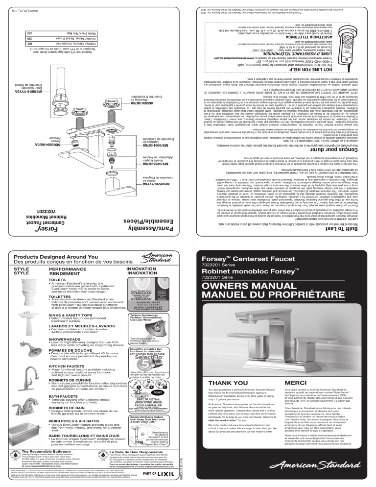 American Standard 7023201.002 Installation guide American Standard 7023201.002 Installation guide