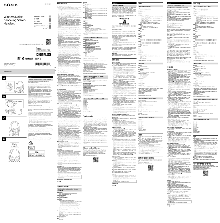 Sony WH-1000XM3 Black User manual Sony WH-1000XM3 Black User manual