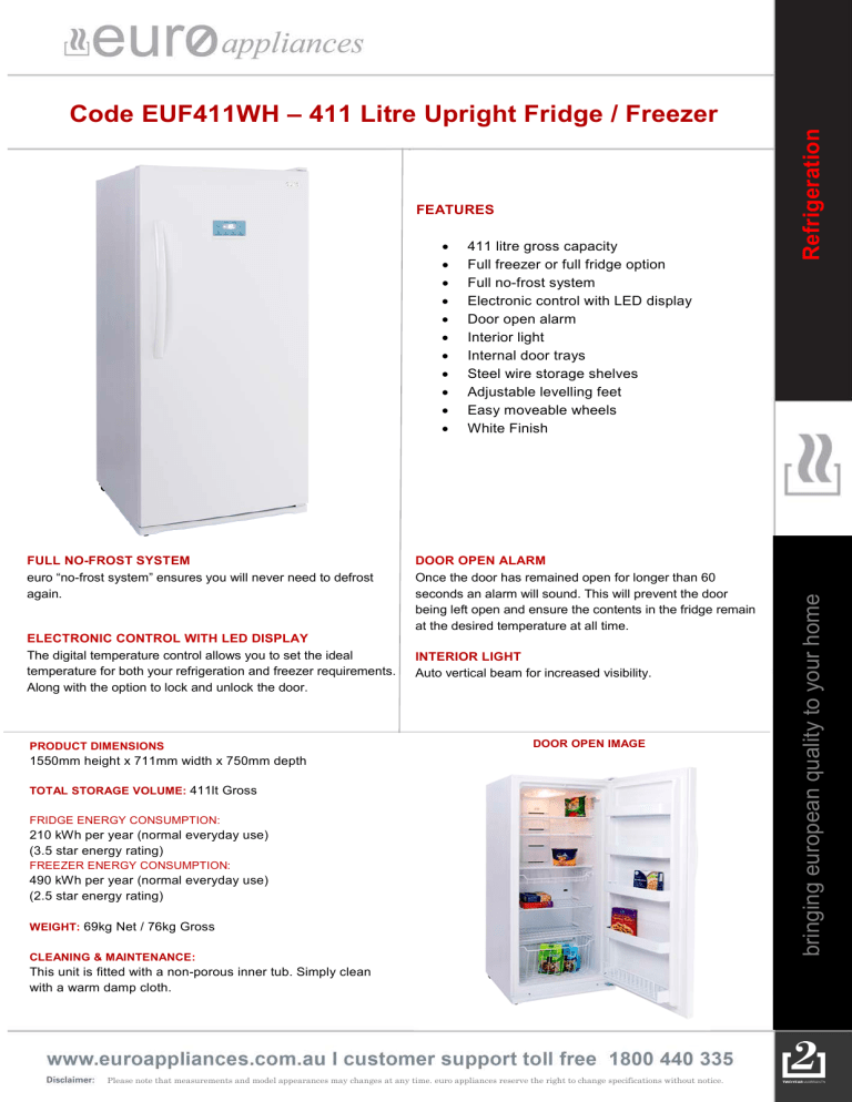 EURO EUF411WH User manual EURO EUF411WH User manual
