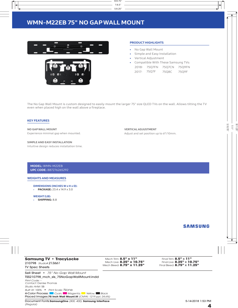 Samsung WMN-M22EB/ZA Specification Samsung WMN-M22EB/ZA Specification