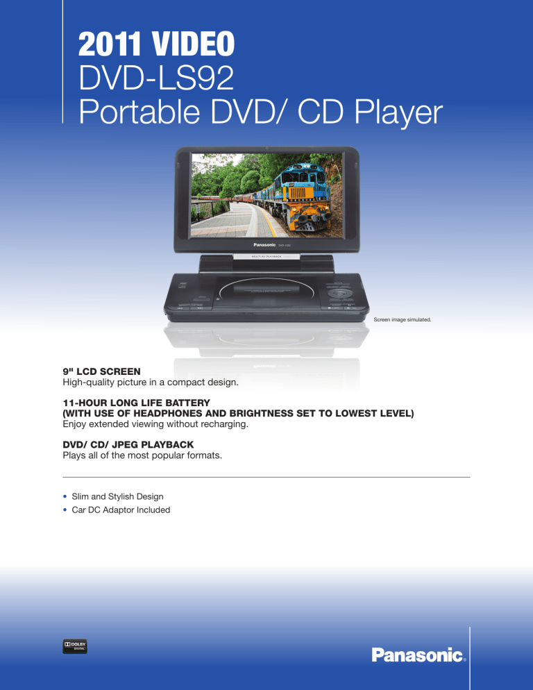Panasonic DVD-LS92 Specification Panasonic DVD-LS92 Specification