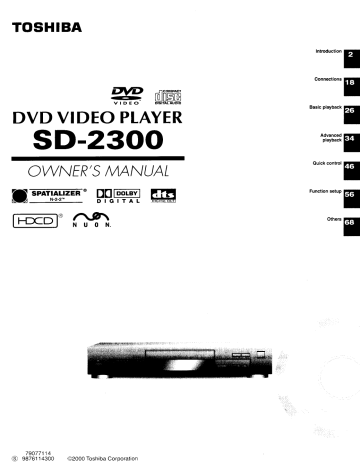 Toshiba SD2300, SD-2300U User manual Toshiba SD2300, SD-2300U User manual