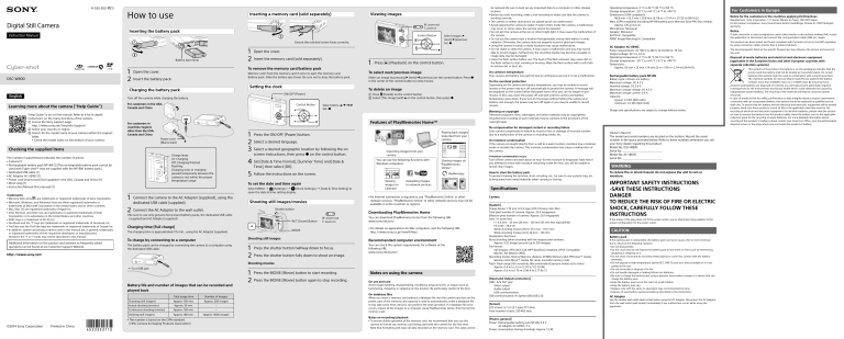 Sony DSCW800 User guide Sony DSCW800 User guide