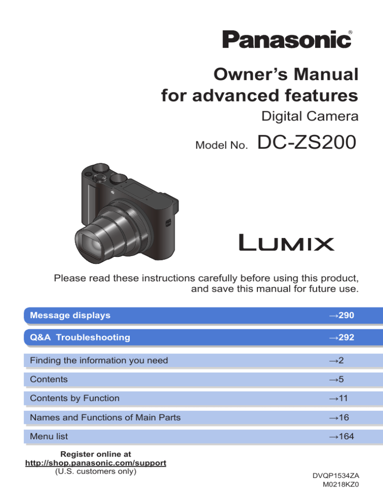 Panasonic DC-ZS200S, DC-ZS200K User manual Panasonic DC-ZS200S, DC-ZS200K User manual