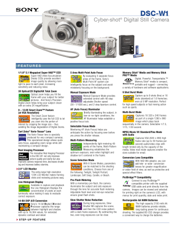 Sony DSCW1 Specification Sony DSCW1 Specification