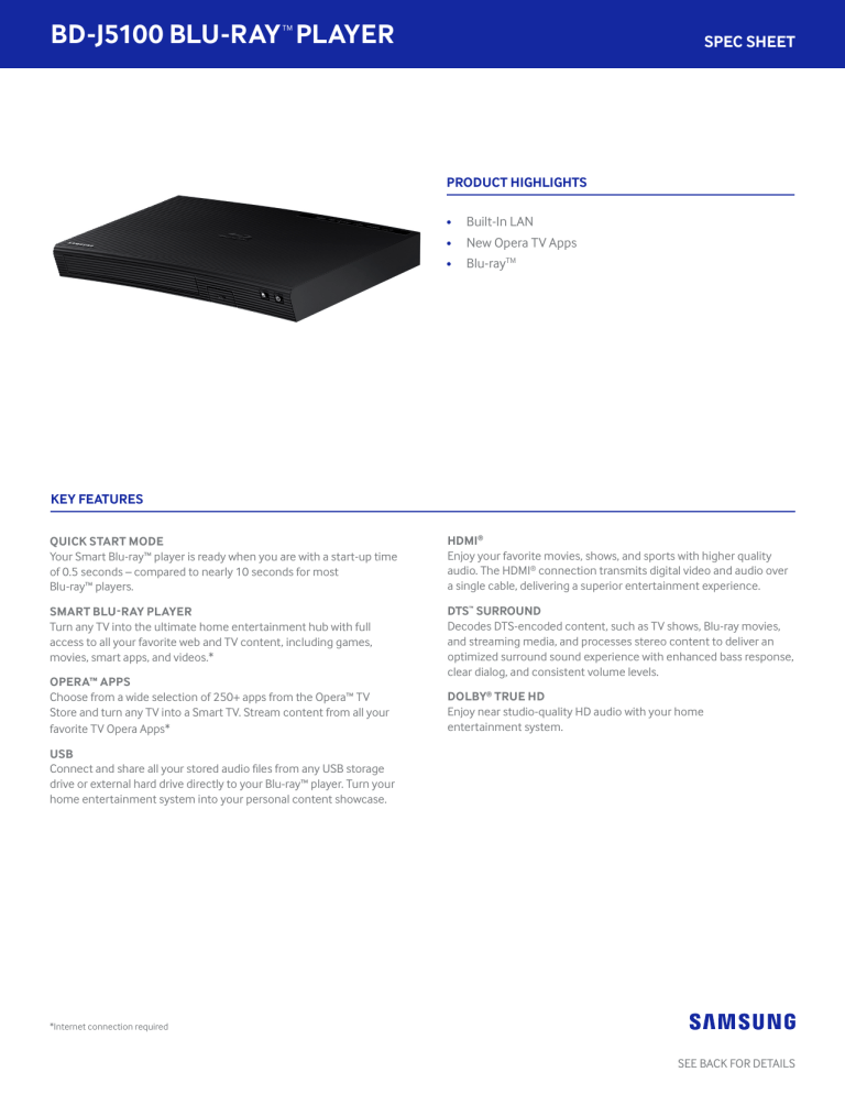Samsung BD-J5100/ZA User manual Samsung BD-J5100/ZA User manual