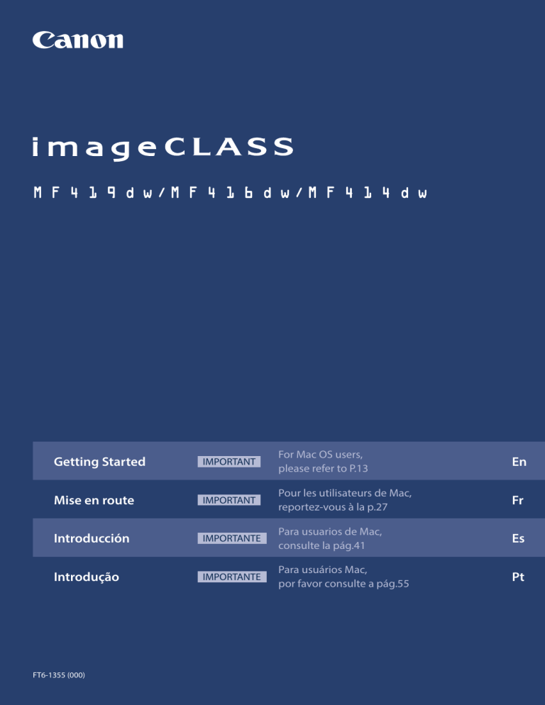 Canon imageCLASS MF414dw, imageCLASS MF416dw, 0291C020, imageCLASS MF419dw User manual Canon imageCLASS MF414dw, imageCLASS MF416dw, 0291C020, imageCLASS MF419dw User manual