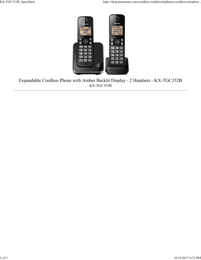 Panasonic KX-TGC352B Specification Panasonic KX-TGC352B Specification