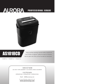 Aurora AS1018CD Shredder User Guide | Manualzz