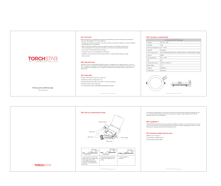 TORCHSTAR JXLDL6D-12P12W50 User manual TORCHSTAR JXLDL6D-12P12W50 User manual
