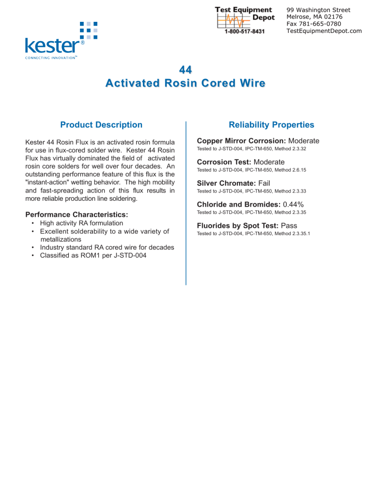 Kester 24-6337-0010 User guide Kester 24-6337-0010 User guide