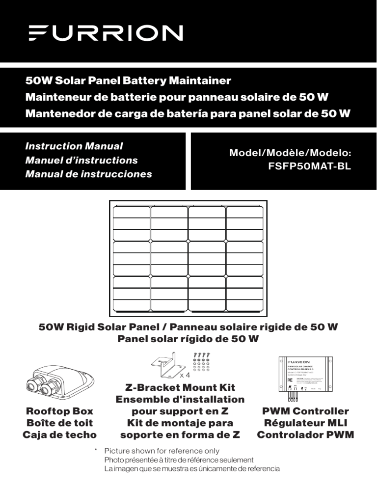 Furrion 50 Watt Rigid Solar Panel Battery Maintainer Kit User manual Furrion 50 Watt Rigid Solar Panel Battery Maintainer Kit User manual