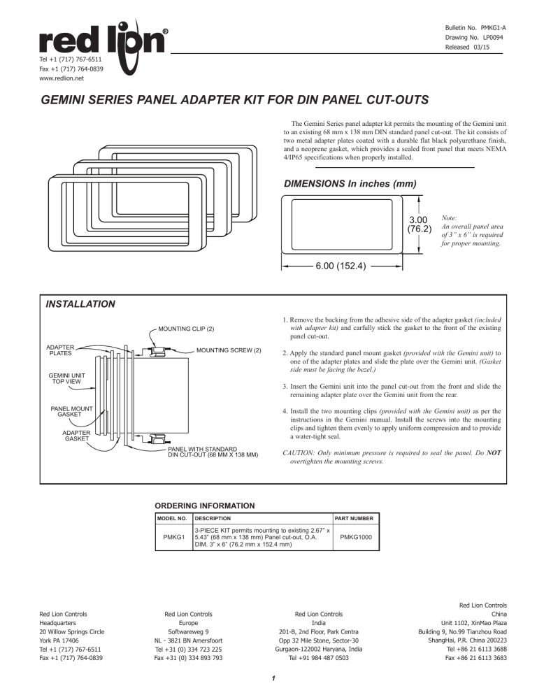 red lion PMKG1 Product Manual red lion PMKG1 Product Manual