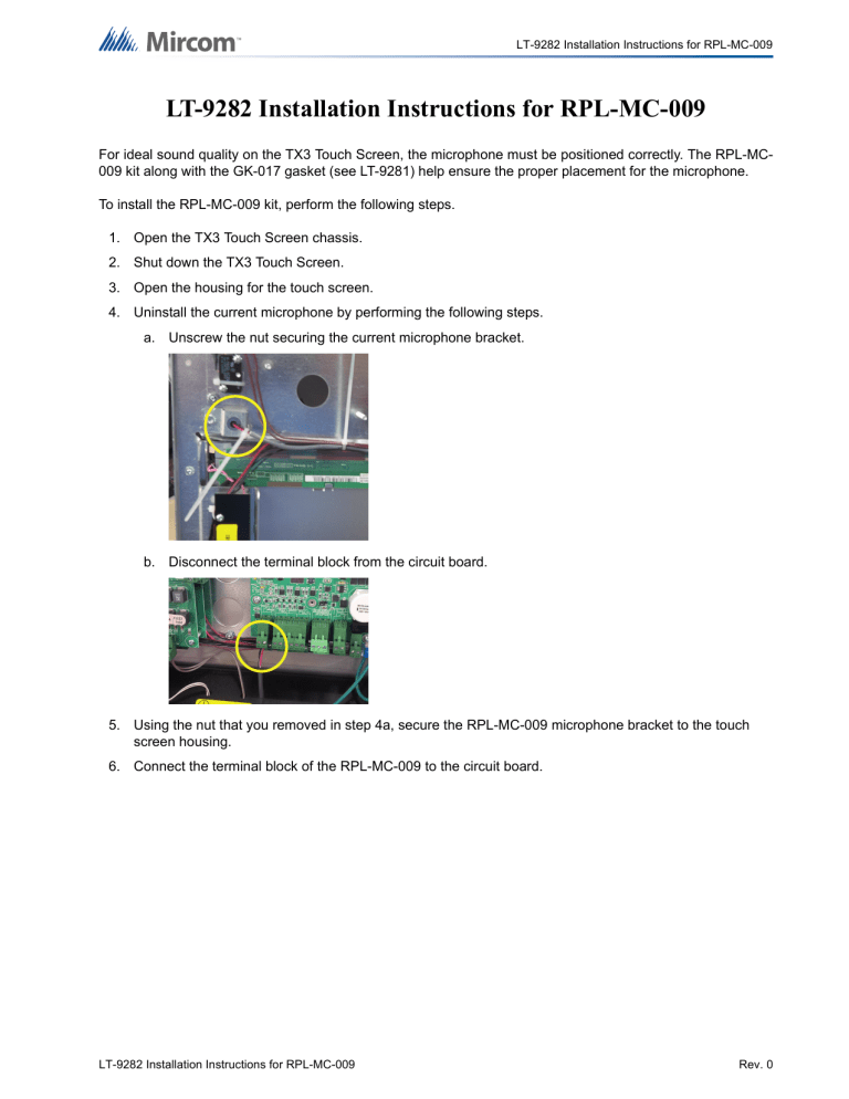 Mircom LT-9282 Installation guide Mircom LT-9282 Installation guide
