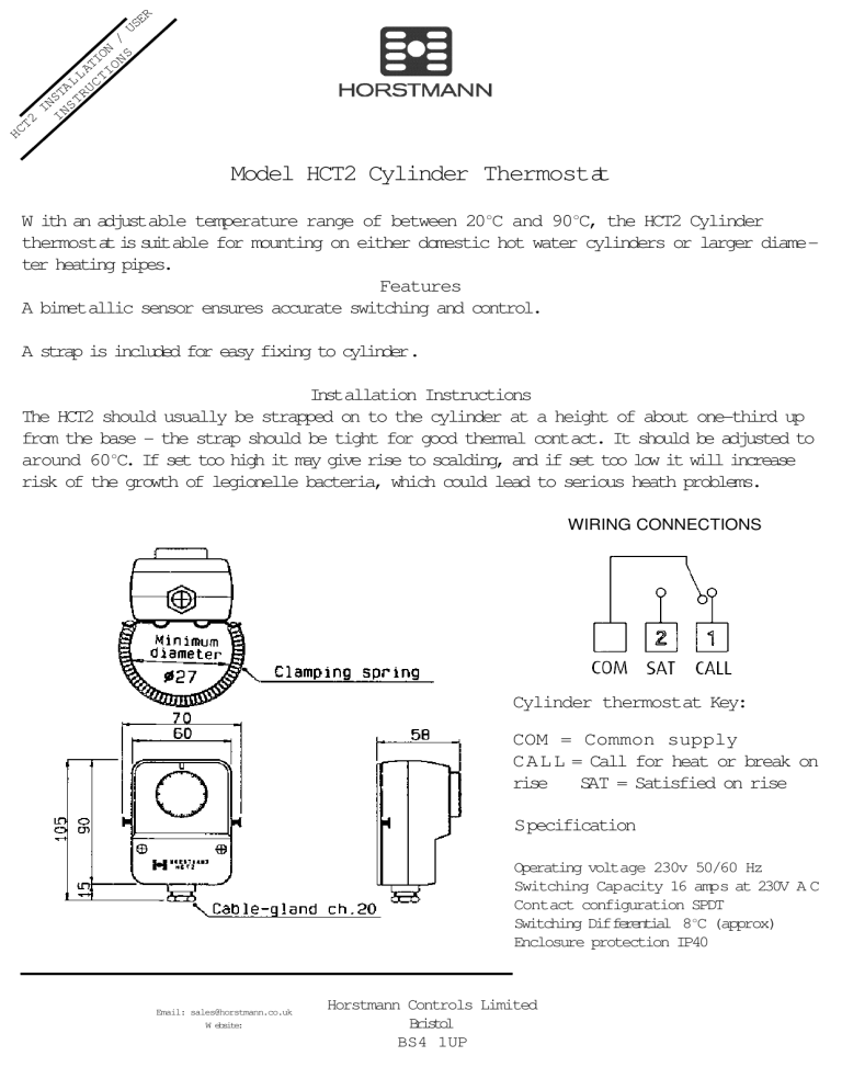 Horstmann HCT2 User guide Horstmann HCT2 User guide