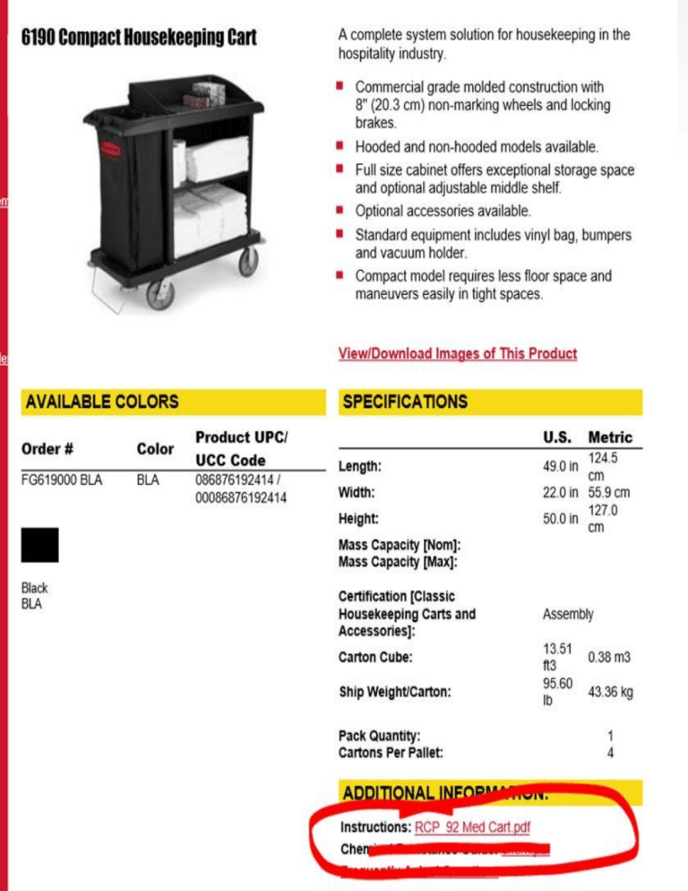 Rubbermaid Commercial Products RCP4614BLA, FG9T6400BLA, RCP6181YEL, RCP4608BLA, RCP9T78, RCP9T16BLA, RCP1966885, RCP409600BLA User manual Rubbermaid Commercial Products RCP4614BLA, FG9T6400BLA, RCP6181YEL, RCP4608BLA, RCP9T78, RCP9T16BLA, RCP1966885, RCP409600BLA User manual