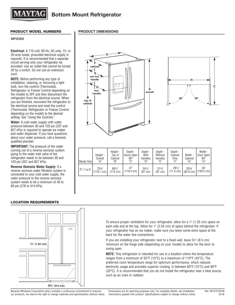Maytag MFI2269FRW User manual Maytag MFI2269FRW User manual