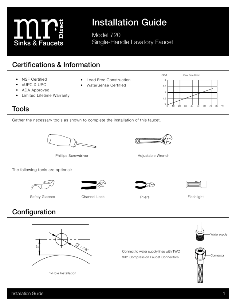 Sir Faucet 720-BN, 720-C Installation guide Sir Faucet 720-BN, 720-C Installation guide