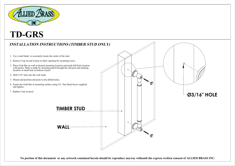 Allied Brass TD-GRS-32-SBR Installation guide Allied Brass TD-GRS-32-SBR Installation guide