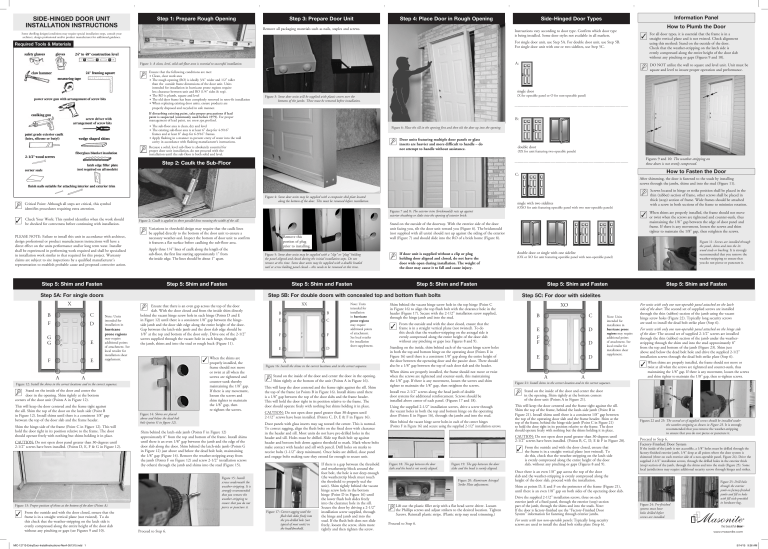 Masonite 897695, 883491, 896183, 740857, 741038, 741036, 1218776, 741052, 896268, 1218560 Installation guide Masonite 897695, 883491, 896183, 740857, 741038, 741036, 1218776, 741052, 896268, 1218560 Installation guide