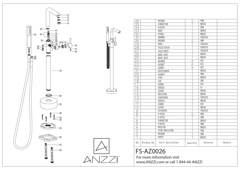 ANZZI FTAZ099-0026C, FTAZ508-0026B, FTAZ502-0026B Operating instructions ANZZI FTAZ099-0026C, FTAZ508-0026B, FTAZ502-0026B Operating instructions