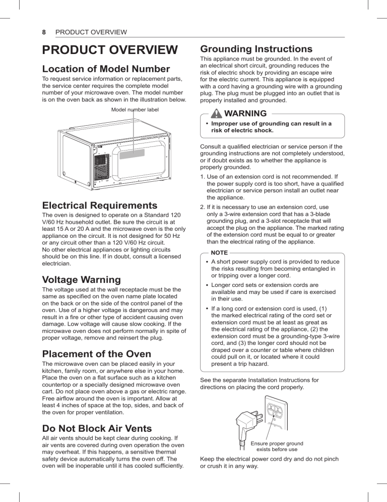 LG Electronics LMC1275SB Installation guide LG Electronics LMC1275SB Installation guide