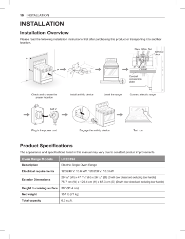 LG Electronics LRE3194BD Installation guide LG Electronics LRE3194BD Installation guide