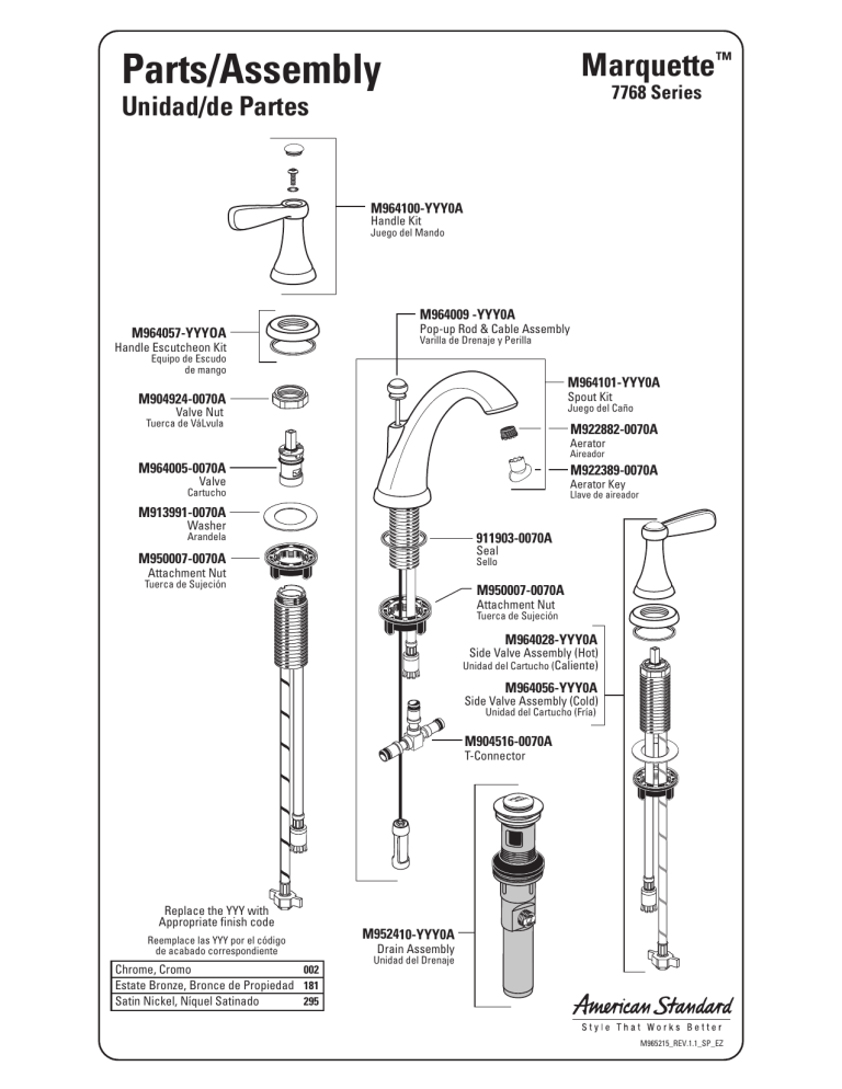 American Standard 7768EBF Product information American Standard 7768EBF Product information